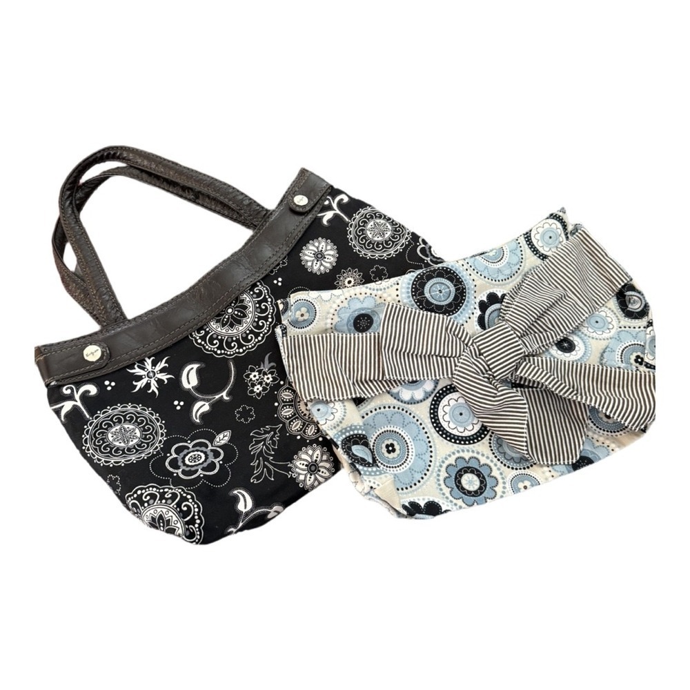 Thirty-One Interchangeable Skirt Shoulder Bag Boho Paisley Bow Prints 2 Skirts